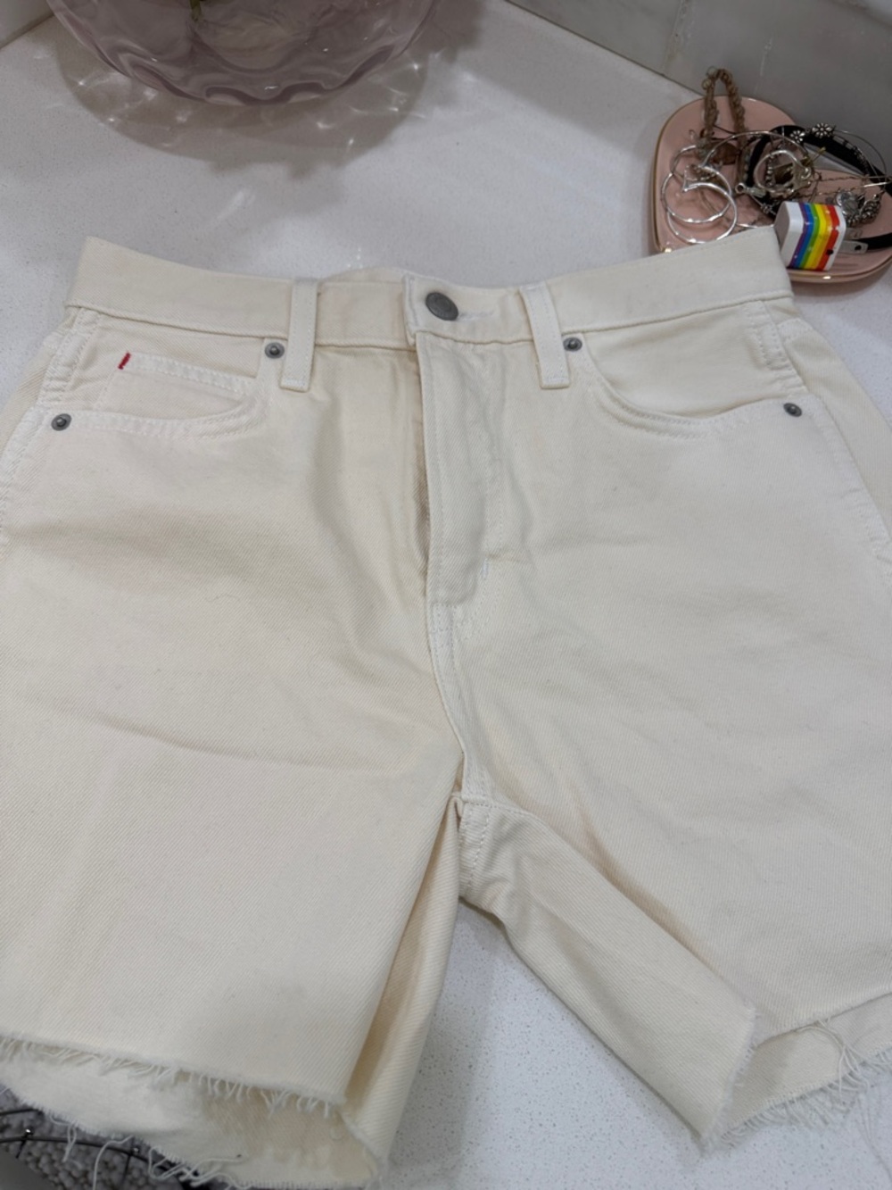 Sunday Best Light Yellow High-Rise Denim Shorts